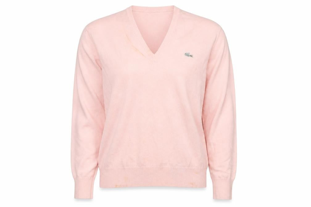 Lacoste Women's Pink V-Neck Pullover Jumper Size 6