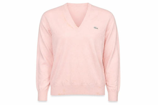 Lacoste Women's Pink V-Neck Pullover Jumper Size 6