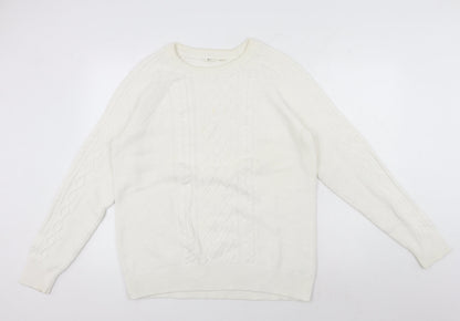 Gap Women's White Cable-Knit Pullover Jumper XL