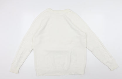 Gap Women's White Cable-Knit Pullover Jumper XL