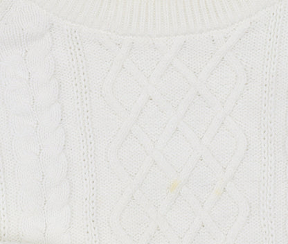 Gap Women's White Cable-Knit Pullover Jumper XL
