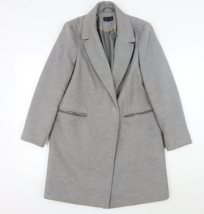 Topshop Women's Grey Overcoat, Size 8, Elegant Workwear