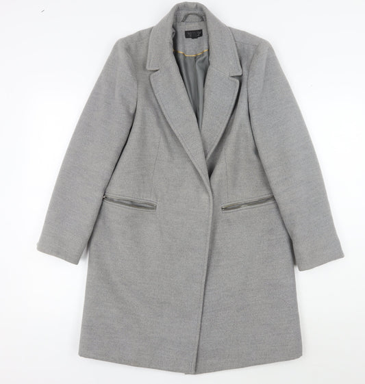 Topshop Women's Grey Overcoat, Size 8, Elegant Workwear