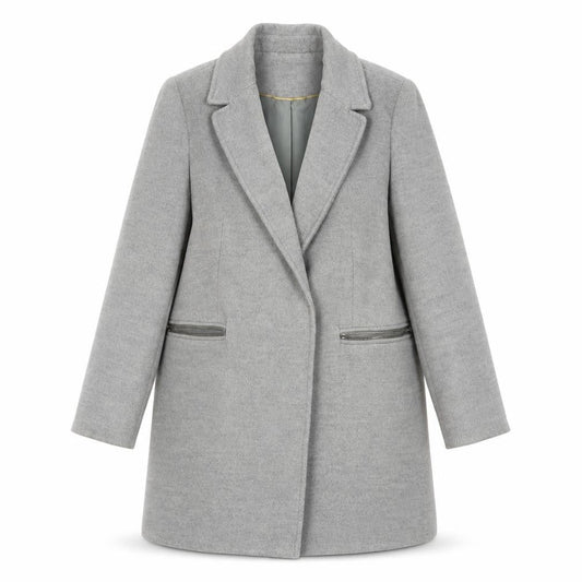 Topshop Women's Grey Overcoat, Size 8, Elegant Workwear
