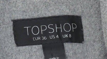 Topshop Women's Grey Overcoat, Size 8, Elegant Workwear