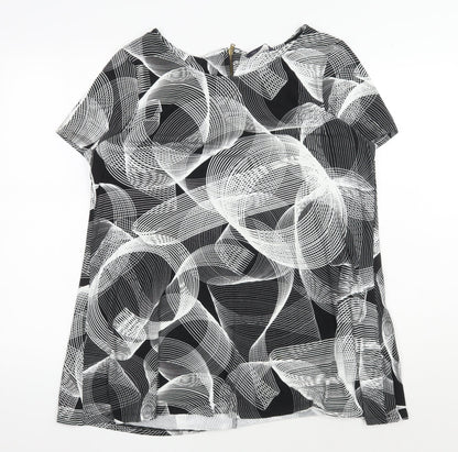 Women's Black Geometric Print Blouse, Size 18