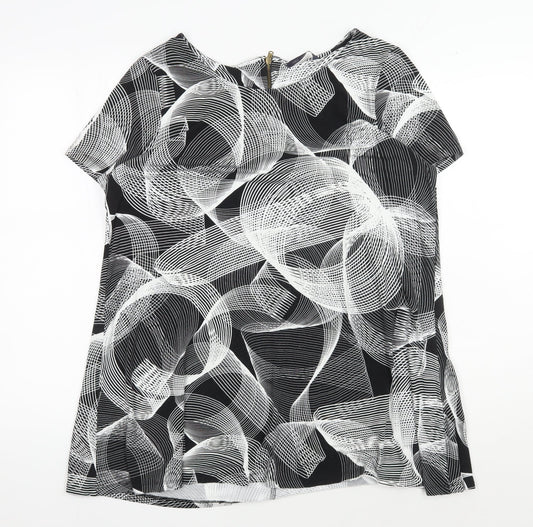 Women's Black Geometric Print Blouse, Size 18