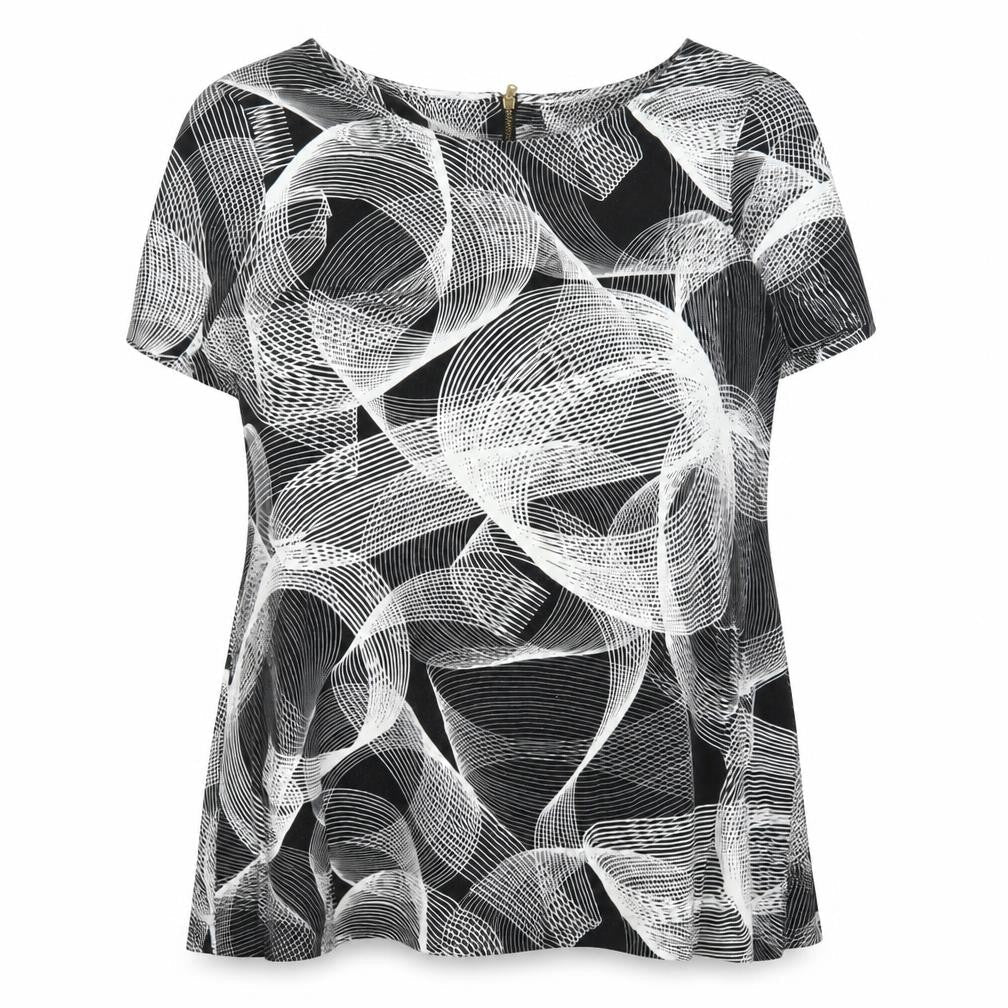 Women's Black Geometric Print Blouse, Size 18