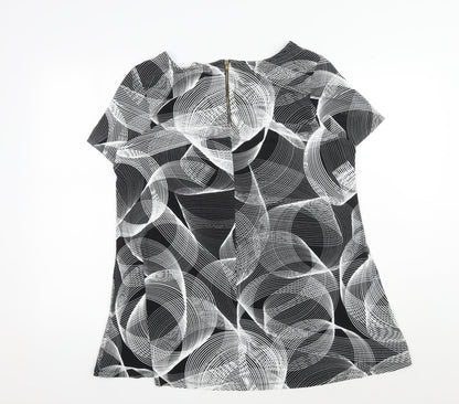 Women's Black Geometric Print Blouse, Size 18