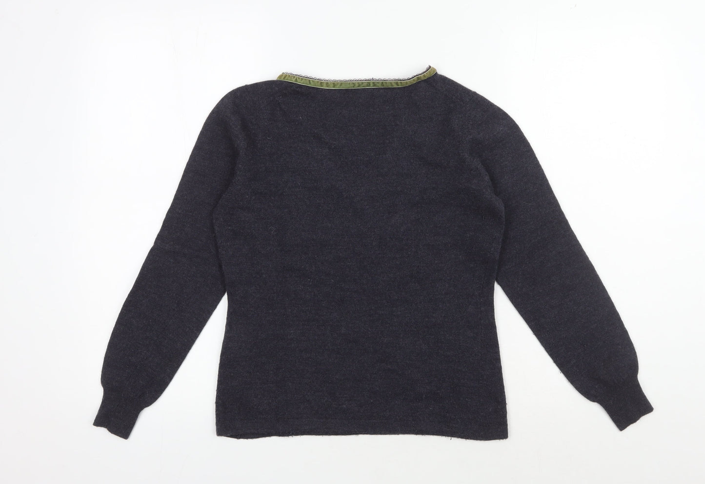 Crew Clothing Co Women's Black V-Neck Wool Pullover Jumper
