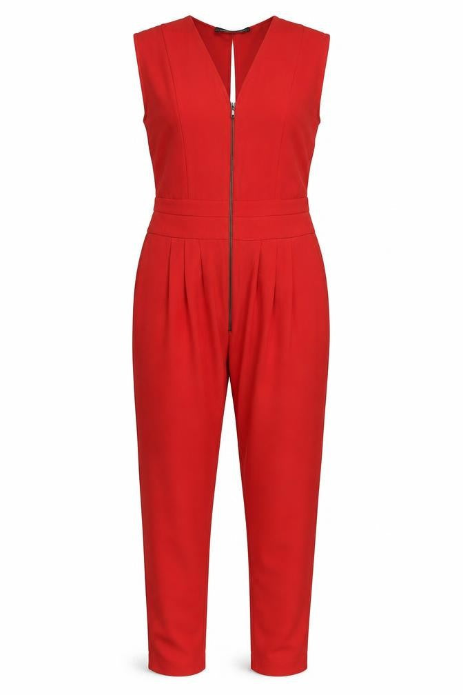 Zara Women's Red Sleeveless Jumpsuit Size 2XS