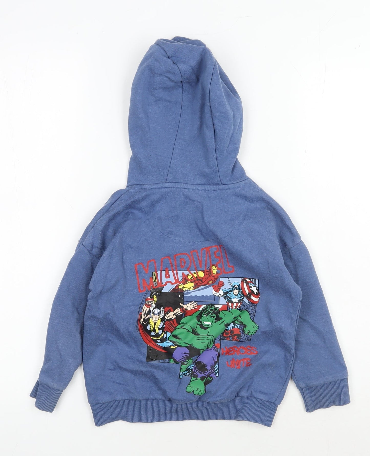 Marvel Boys Blue Hoodie 3-4 Years Superhero Graphic Pullover