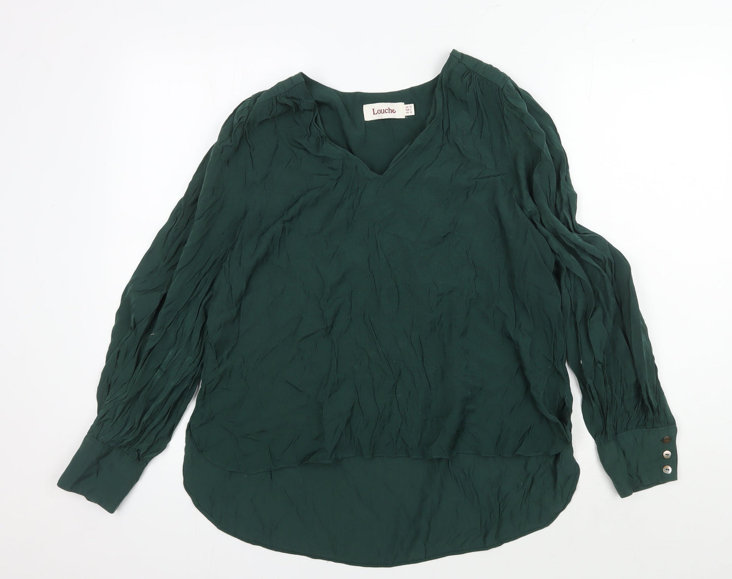 Louche Women's Green V-Neck Blouse Size 14