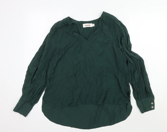 Louche Women's Green V-Neck Blouse Size 14