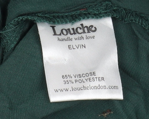 Louche Women's Green V-Neck Blouse Size 14