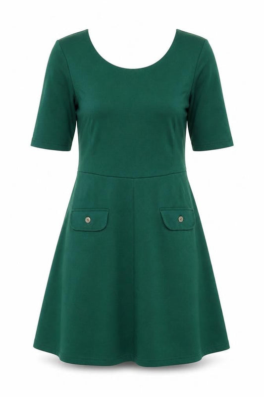VILA Women's Green Fit & Flare Mini Dress, M
