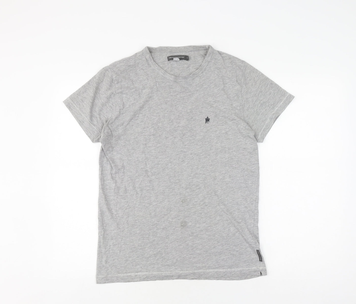 French Connection Men's Grey T-Shirt M, Regular Fit, Logo Accented