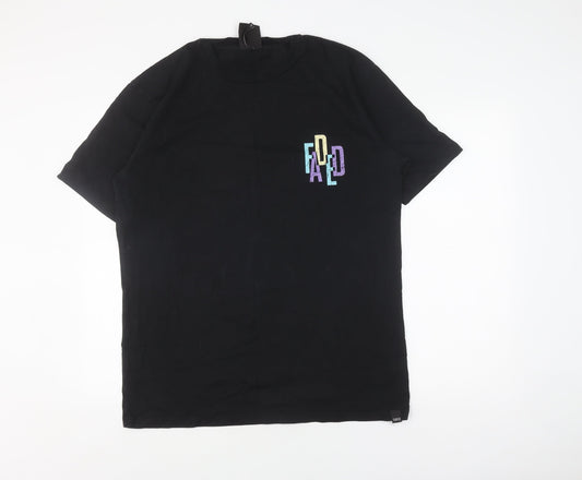 Faded Black Graphic T-Shirt for Men - Size L