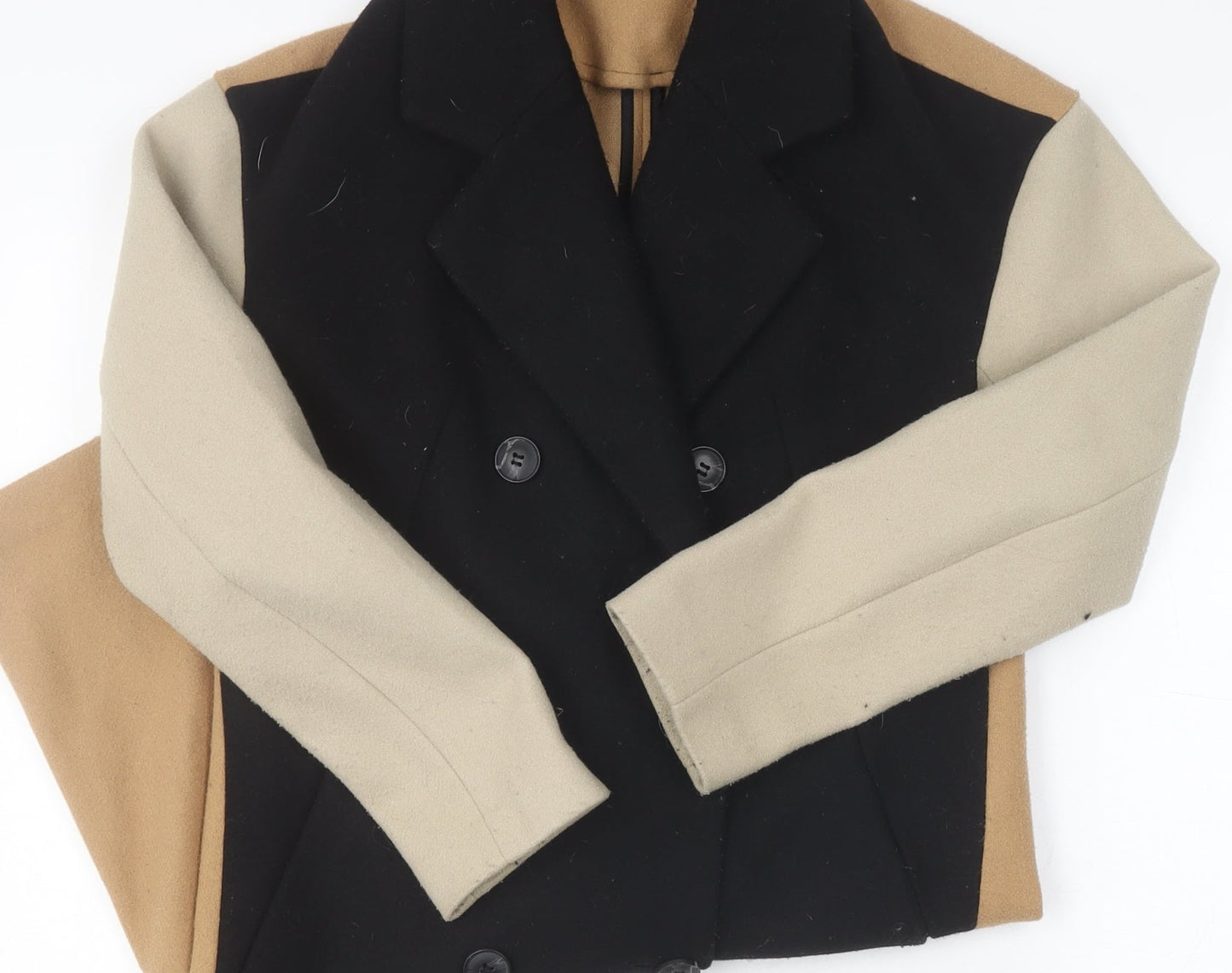 Next Women's Black Beige Overcoat Size 6