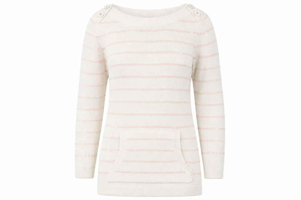 Laura Ashley Women's White Striped Pullover Jumper Size 10