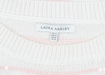 Laura Ashley Women's White Striped Pullover Jumper Size 10