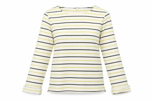 Front view of L.K. Bennett Women's Yellow Striped jumper S