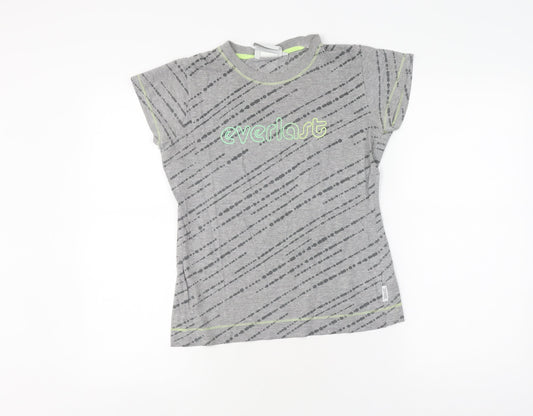 Everlast Grey Unisex Kids T-Shirt, Size 12, Logo Print