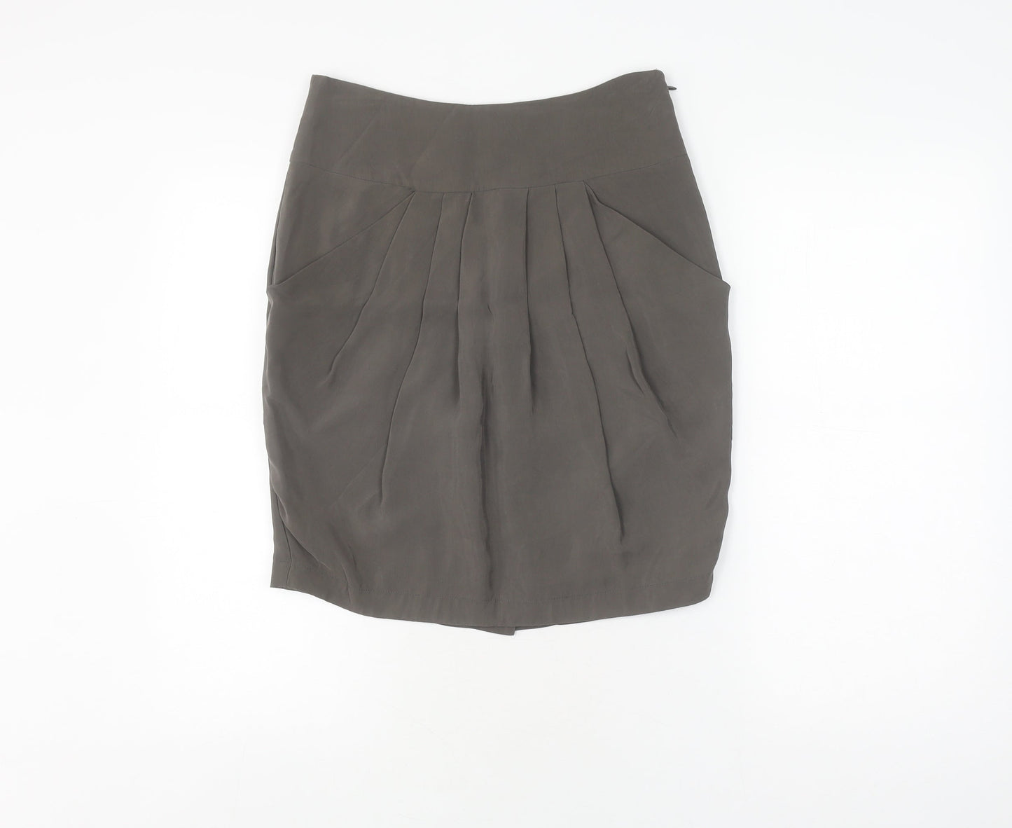 Reiss Women's Grey Pleated Knee Length Skirt Size 8