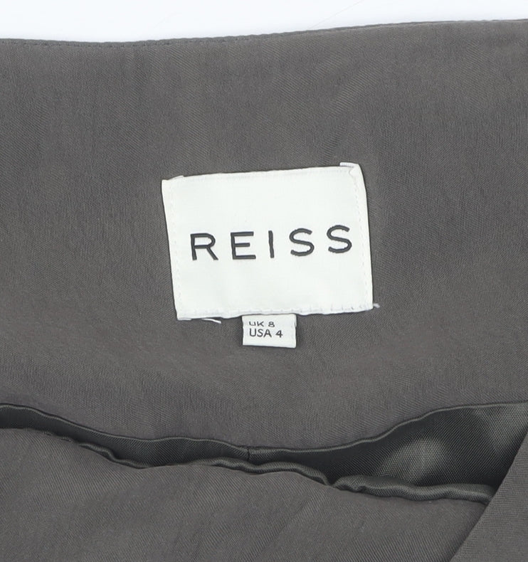 Reiss Women's Grey Pleated Knee Length Skirt Size 8