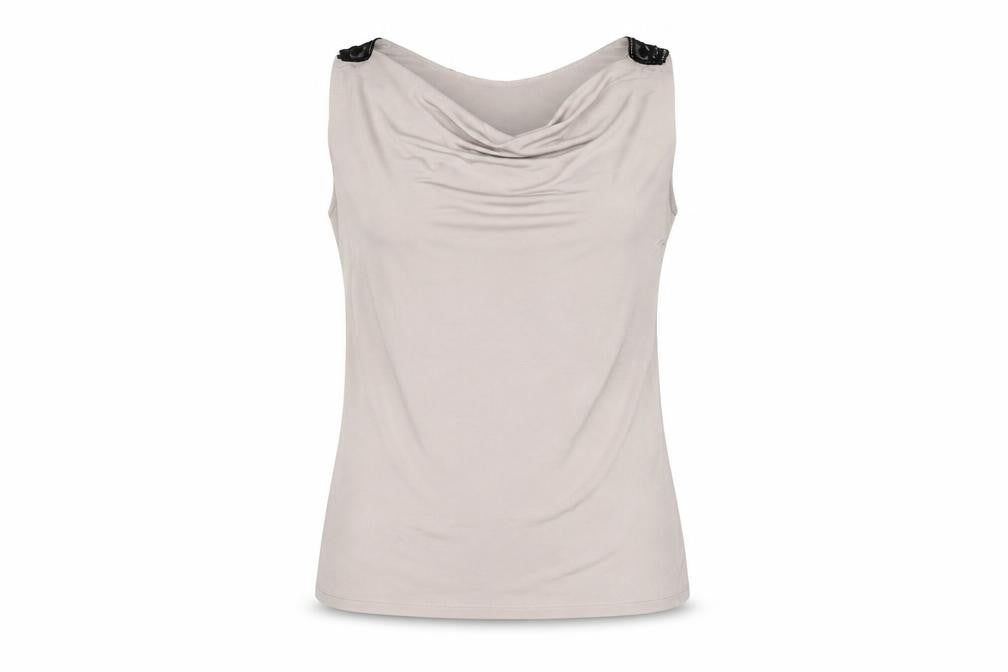 Alexon Women's Beige Lace Accent Tank, Size S, Cowl Neck