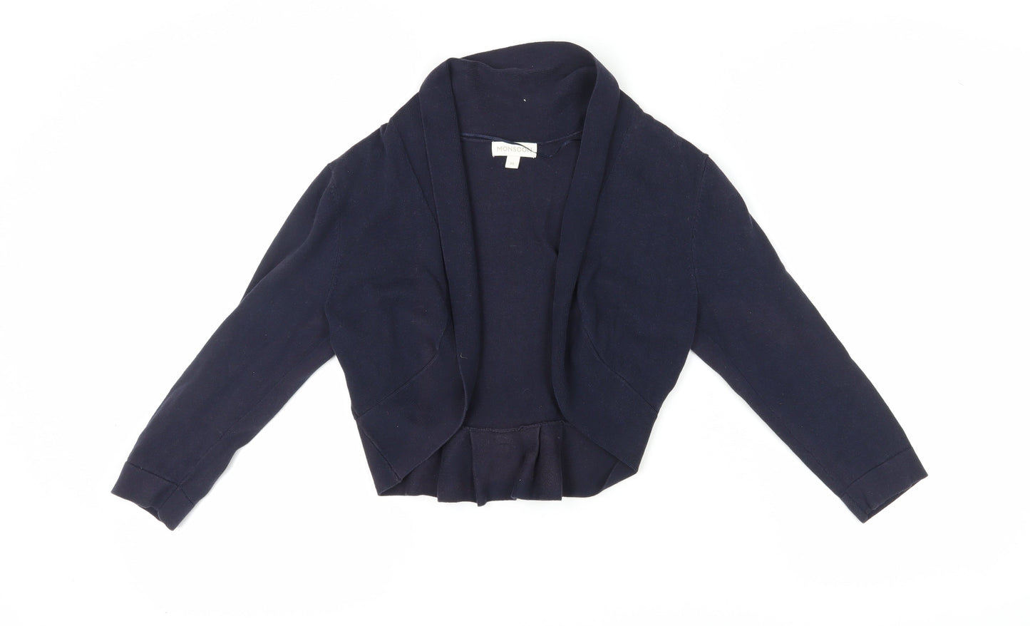 Monsoon Women's Blue Cardigan M, Bow Accent, Cotton