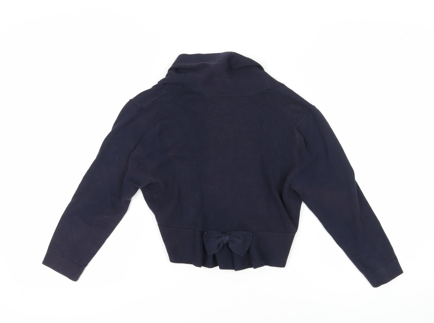 Monsoon Women's Blue Cardigan M, Bow Accent, Cotton