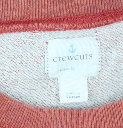 Close-up detail of Crewcuts girls’ red pullover sweatshirt m long sleeve casual