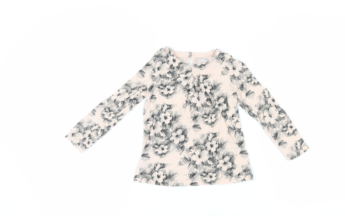 Back view of Gap girls’ ivory floral t-shirt, 5 years, long sleeve
