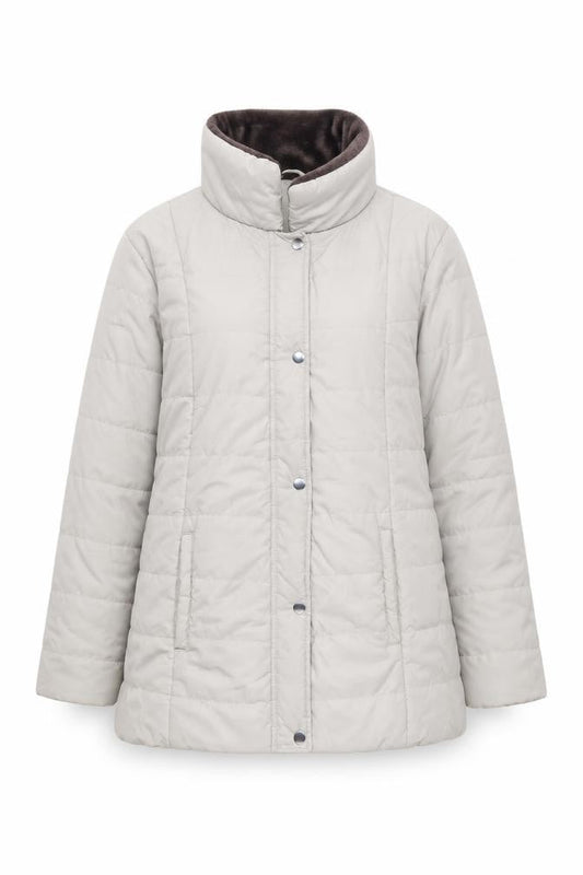 Front view of Anne de Lançay Women's Beige Puffer Coat XL