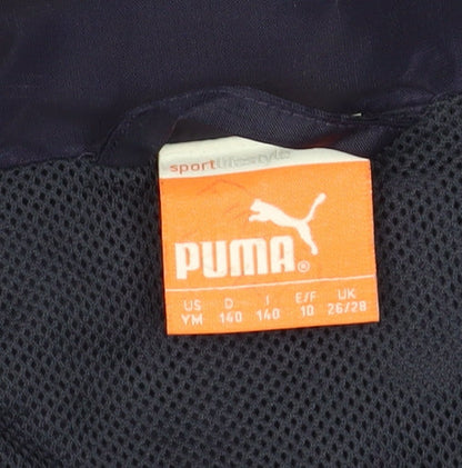 Close-up detail of Puma boys’ blue windbreaker jacket, size 10