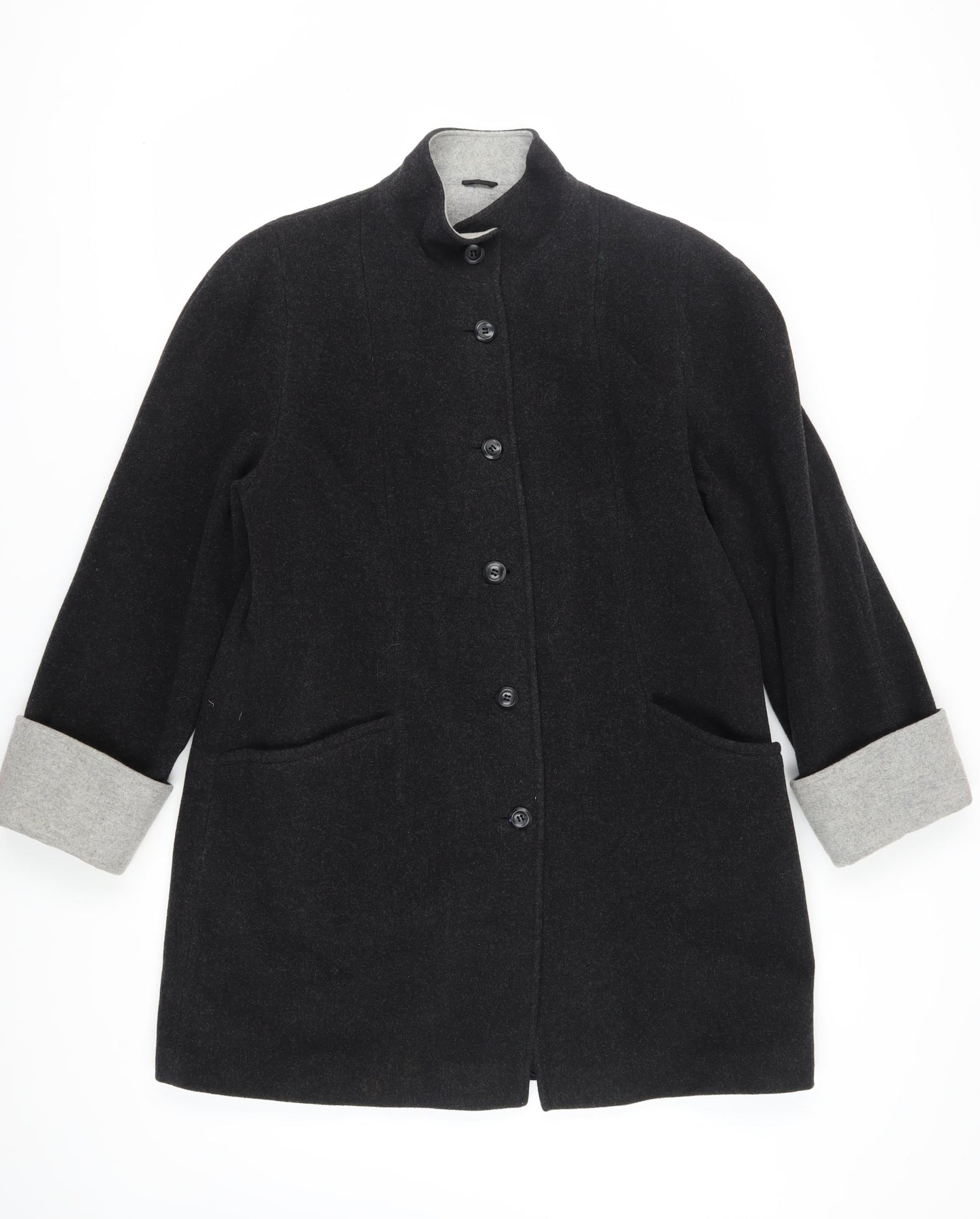 BHS Women's Black Wool Blend Mid-Length Coat