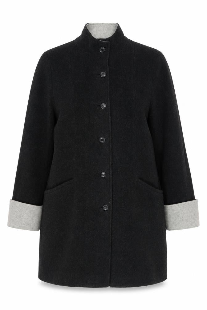 BHS Women's Black Wool Blend Mid-Length Coat