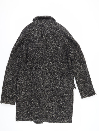 Warehouse Women's Black Mid-Length Tweed Coat Size 12