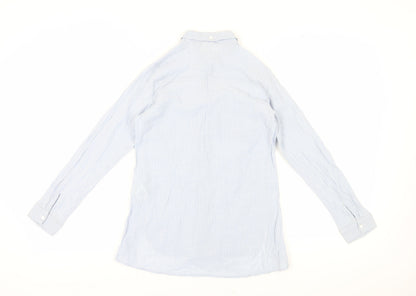 White Stuff Women's Blue Striped Button-Up Shirt Size 8