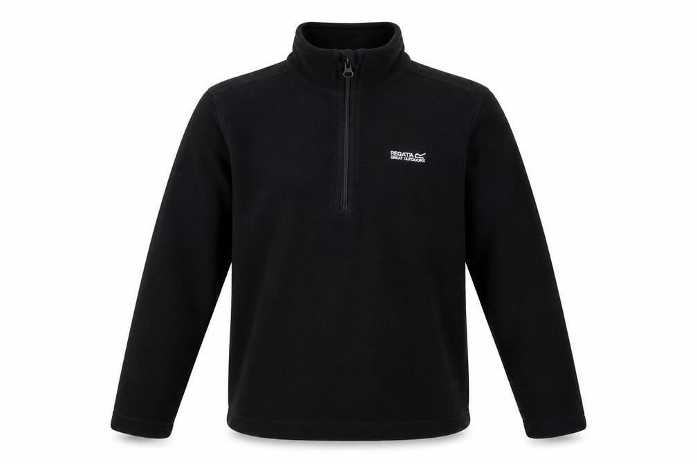 Front view of Regatta boys’ black fleece zip sweatshirt 13 years