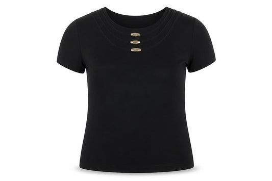 Anna Maria Women's Black T-Shirt Size 16 Round Neck