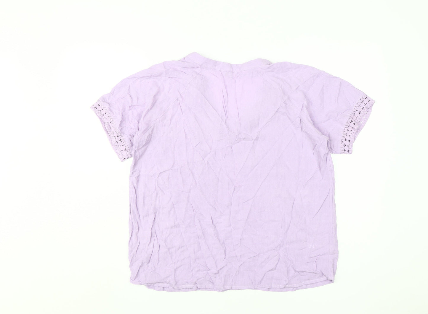 Cotton Traders Women's Purple Embroidered Blouse