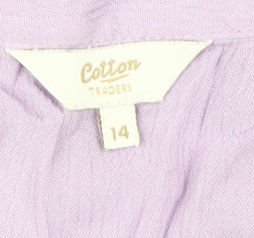 Cotton Traders Women's Purple Embroidered Blouse