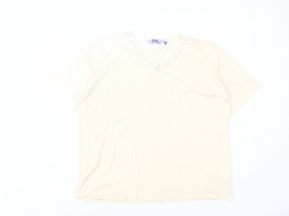 Additional front view of Honor Millburn Women's Beige L V-Neck T-Shirt