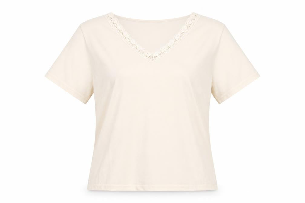Honor Millburn Women's Beige L V-Neck T-Shirt