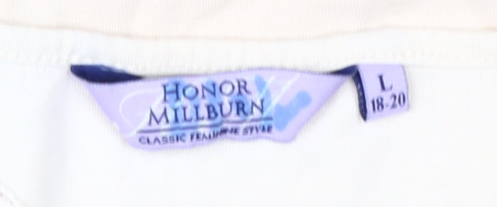 Honor Millburn Women's Beige L V-Neck T-Shirt