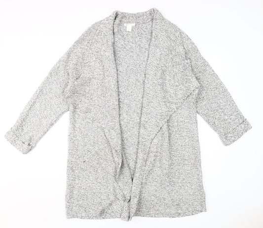 B Women's Grey Open-Knit Cardigan M/L