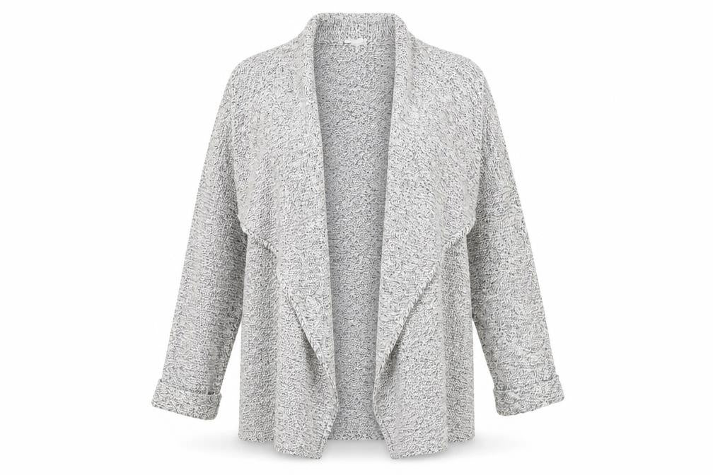 B Women's Grey Open-Knit Cardigan M/L