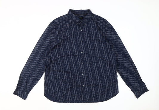Jasper Conran Men's XL Blue Paisley Dress Shirt